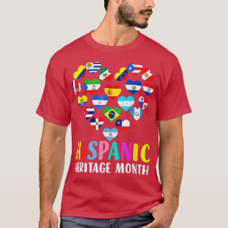 T-shirt National Hispanique Héritage Mois Tous les pays He