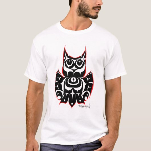 T-shirt Native American Coast Salish Style Horned Owl (Devant)
