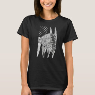 T-shirt Native American Headdress Us Drapeau Indien Patrim