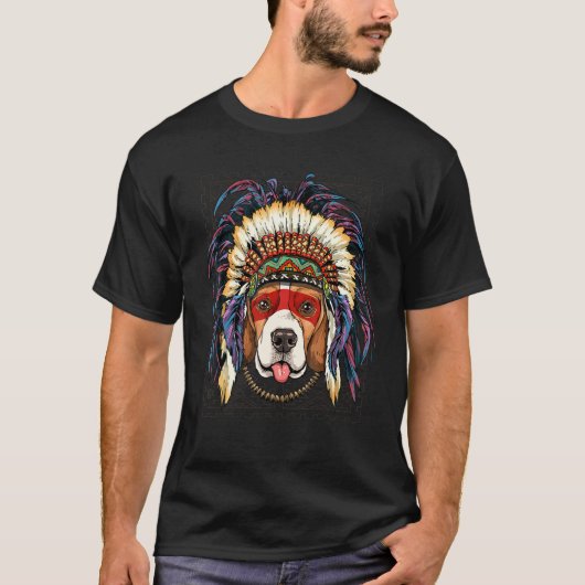 T-shirt Native American Indian Beagle Dog  Indigenous Peop (Devant)