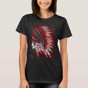 T-shirt Native American Indian Chief Skull Motorcycle Head