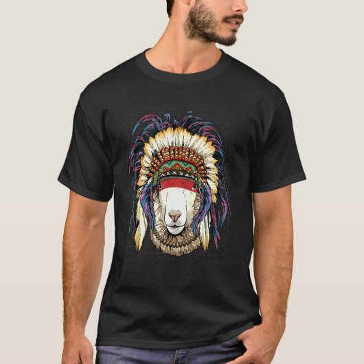 T-shirt Native American Indian Sheep Lamb Indigenous Peopl (Devant)