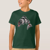 T-shirt Native American Red Black White Haida Art Salmon (Devant)