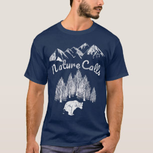 T-shirt Nature Appelle Pooping Bear Blaze Orange Chasse