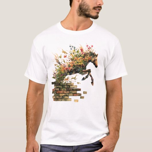 T-shirt Nature Botanique Cheval Floral Jumping (Devant)