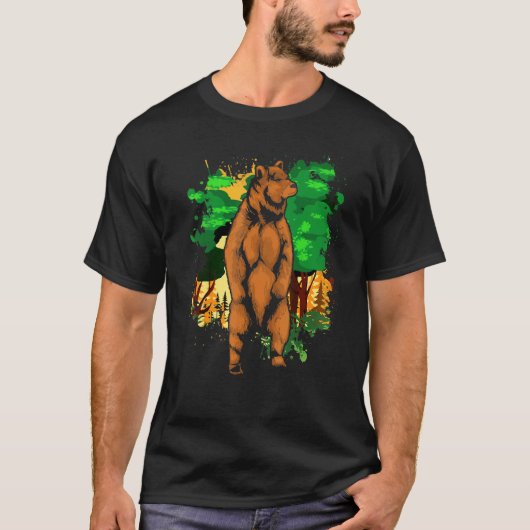 T-shirt Nature extérieure Forêt Arbres Animaux Ours Brown (Devant)