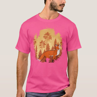 T-shirt Nature Nature Forêt Arbres Faune Animaux Renard