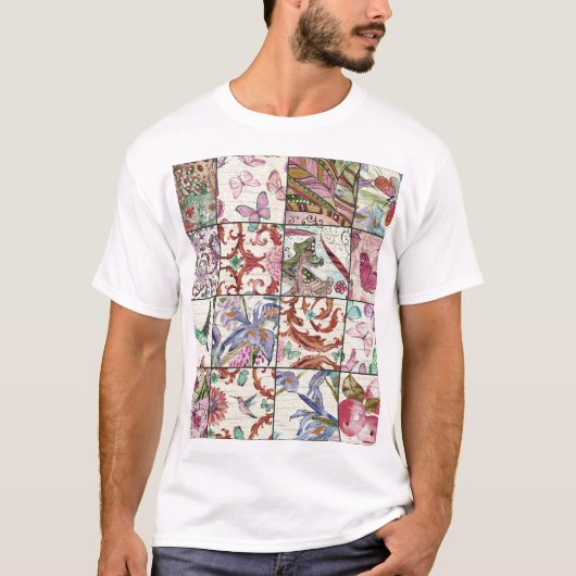 T-shirt Nature Patchwork : Chic Arrière - plan sans coutur (Devant)