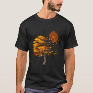 T-shirt Nature Pleine lune Faune Arbre Foule D'Oiseaux En 