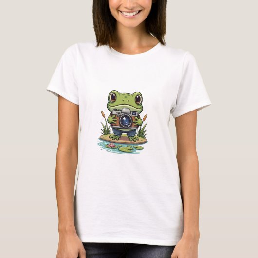 T-shirt Nature Snapper: Adorable Photographer Frog (Devant)