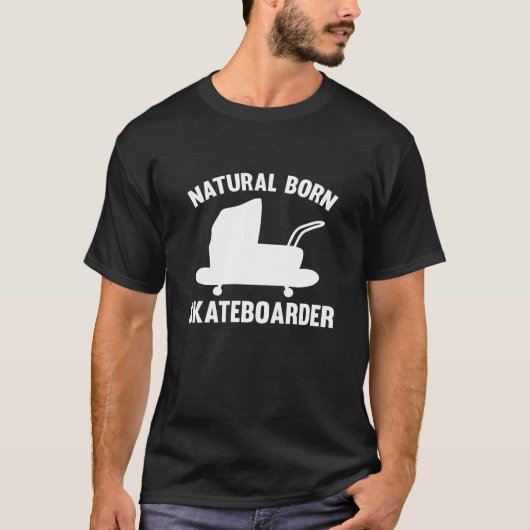 T-shirt Naturel Born Skateboarder (Devant)