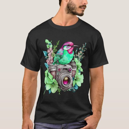 T-shirt Natures Photographie Amour Fleurs et Oiseaux Regar (Devant)