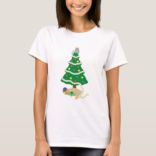 T-shirt Naughty Christmas Tree Kitty Chat (Devant)