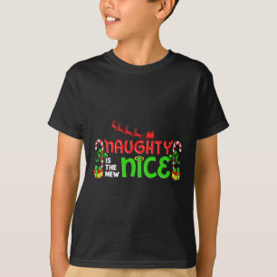 T-shirt Naughty Est Le Nouveau Nice Noël Père Noël Naughty