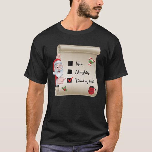 T-shirt Naughty Nice Checklist J'Ai Essayé Mon Meilleur (Devant)