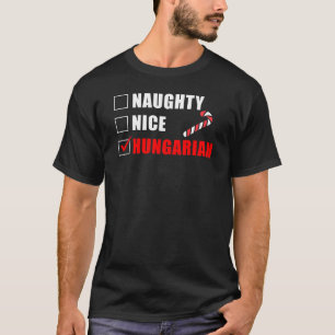 T-shirt Naughty Nice Design de Noël hongrois