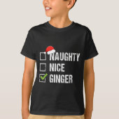 T-shirt Naughty Nice Ginger Redhead Santa Hat Irish Christ (Devant)