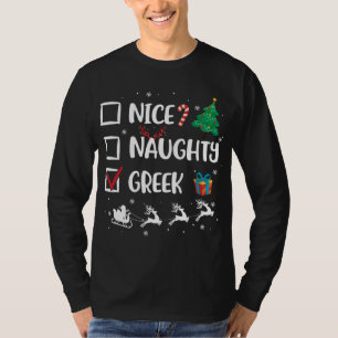 T-shirt Naughty Nice Grec Noël Drôle Noël Noël