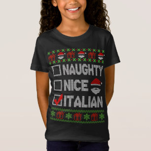 T-Shirt Naughty Nice Italien Xmas Père Noël laide Sweater