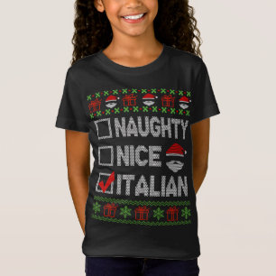 T-Shirt Naughty Nice Italien Xmas Père Noël laide Sweater 