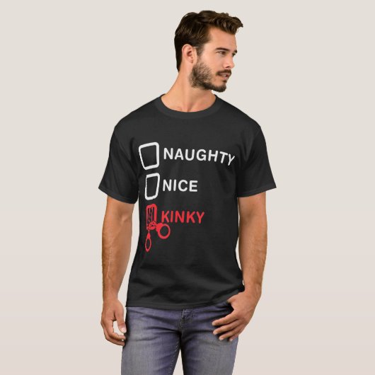T-shirt Naughty Nice Kinky menottes Retro Domina Slavin S (Devant entier)