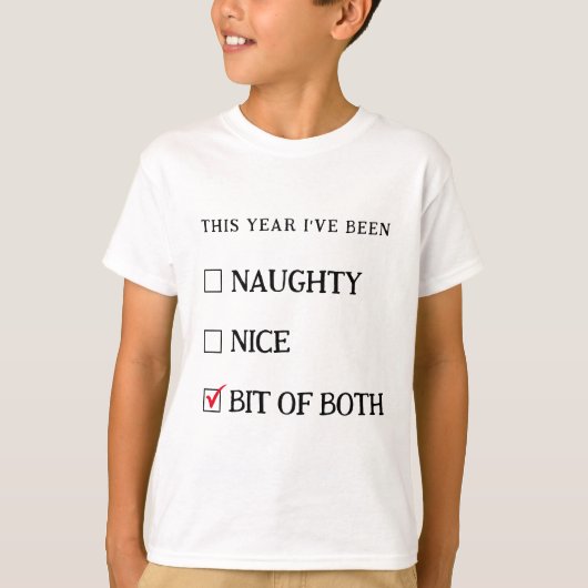 T-shirt Naughty Nice List Funny mignonne Noël Enfants (Devant)