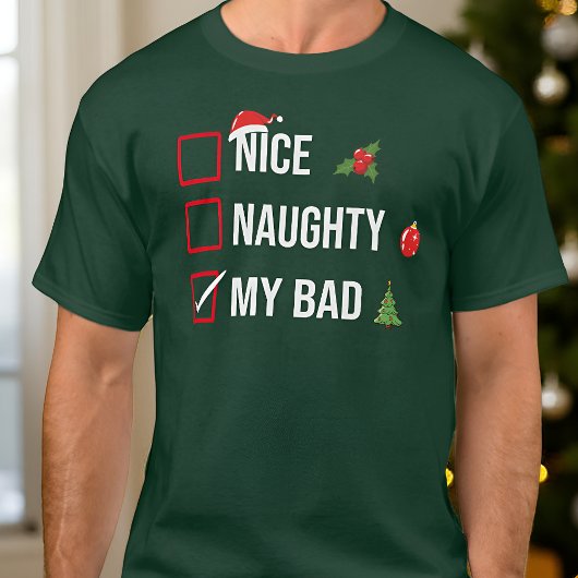 T-shirt Naughty Nice Mon Mauvais Noël Drôle