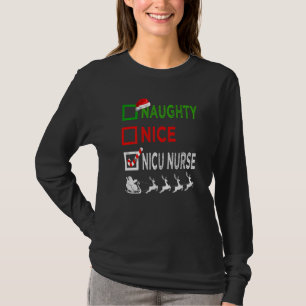 T-shirt Naughty Nice Nicu Nurse Pajamas de Noël Père Noël 