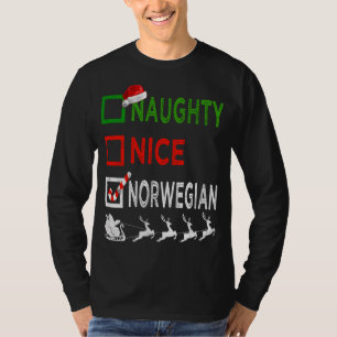 T-shirt Naughty Nice Norvège Pyjamas de Noël Funny San