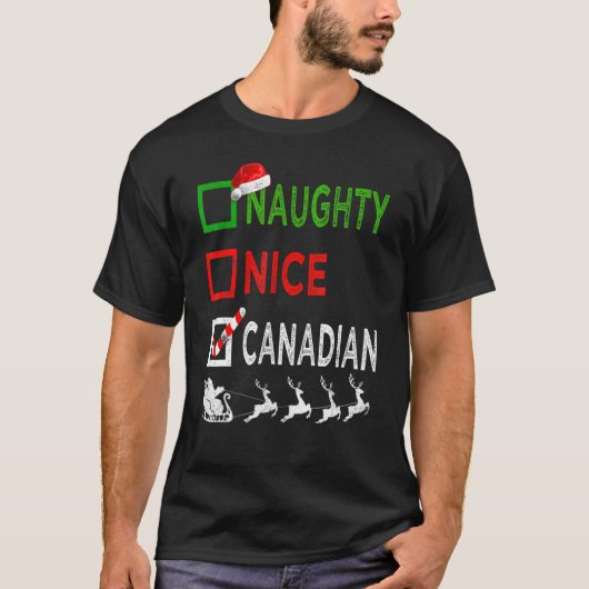 T-shirt Naughty Nice Pajamas de Noël canadiens Funny Sant (Devant)