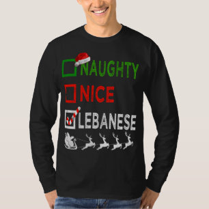 T-shirt Naughty Nice Pajamas de Noël Libanais Drôle Sant