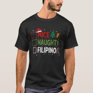 T-shirt Naughty Nice Pyjamas de Noël philippins Père Noël 