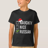 T-shirt Naughty Nice Russian Shirt Santa Funny Russia Chri (Devant)