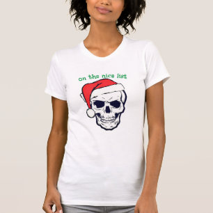 T-shirt Naughty ou Nice Tee, Hipster Père Noël Crâne de No