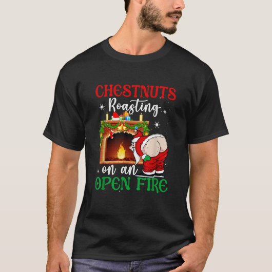 T-shirt Naughty Père Noël Châtaignes De Noël Dégustant Sur (Devant)
