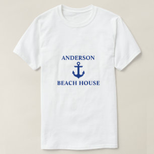 T-shirt Nautical Beach House Nom de famille Ancre
