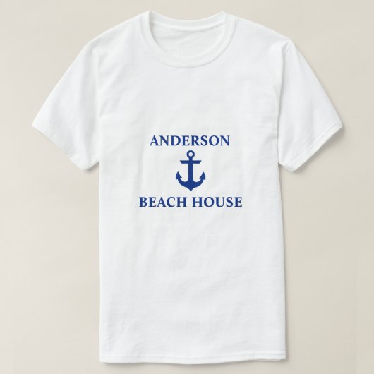 T-shirt Nautical Beach House Nom de famille Ancre (Design devant)
