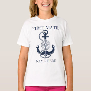 T-shirt Nautical First Mate Nom du bateau Ancre bleue