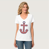 T-shirt nautique d'Ancre de point de polka (Devant entier)