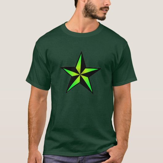 T-shirt nautique d'étoile avec l'étoile verte (Devant)