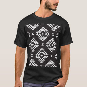 T-shirt Navajo Géométrique : Tribal Blanc Noir.