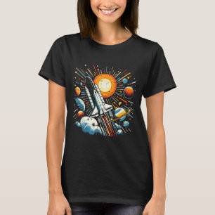 T-shirt Navette spatiale Soleil Planètes Fusée Galaxie Gar