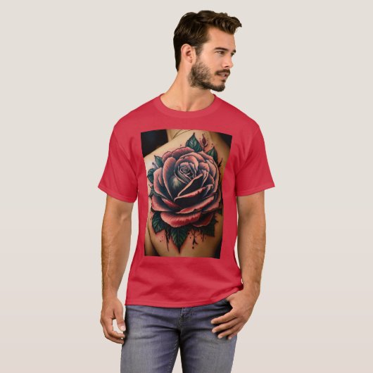 T-shirt Navigation sacrée : Tatouage Style Rose Compass T- (Devant entier)