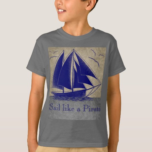T-shirt Naviguez comme un pirate, garçon nautique, cru (Devant)