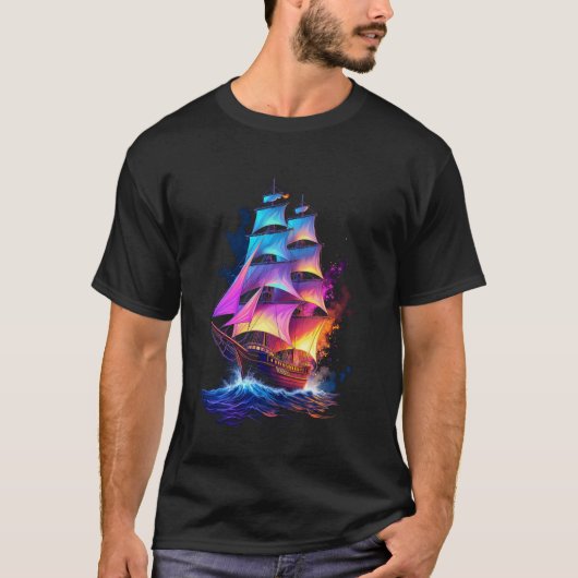 T-shirt Navire à voile coloré (Devant)