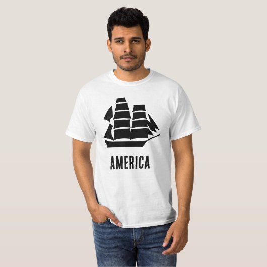 T-shirt Navire à voile d'Amérique (Devant entier)