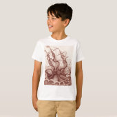 T-shirt navire contre pieuvre (Devant entier)
