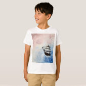 T-shirt Navire dans les nuages mystère bordures Mer Océan  (Devant entier)