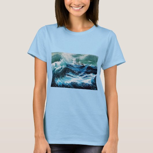 T-shirt Navire en mer dans la tempête (Devant)