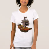 T-shirt Navire Pirate avec Drapeau à Crâne (Devant)